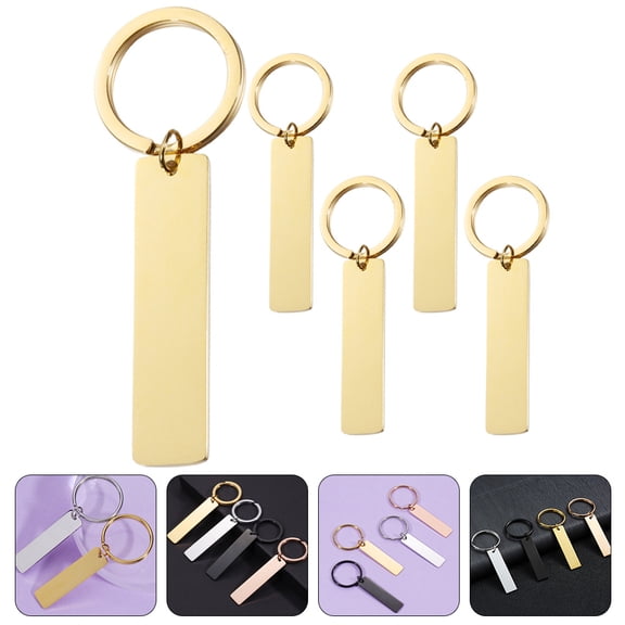LOLIPPYY 5-Pack Stainless Steel Keychains with Engraved Design, and Stylish for Everyday Use and Giving