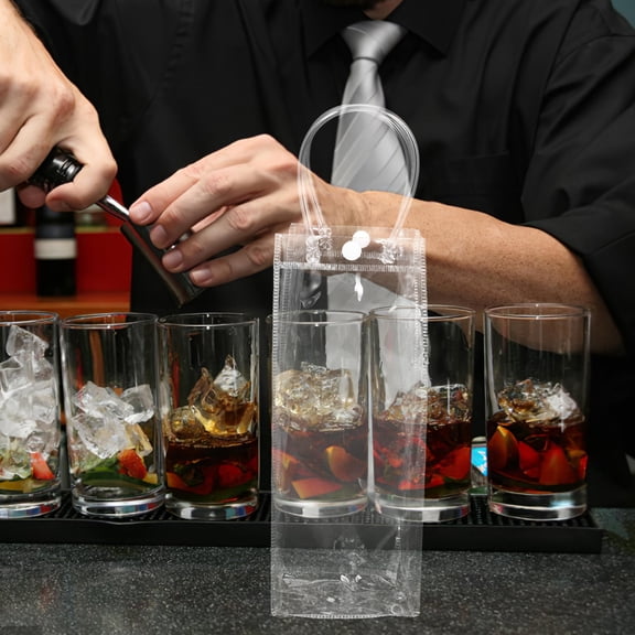 LOLIPPYY 5pcs Portable Foldable Ice Wine Bags Reusable Leakproof Cooler Pouch for Outdoor Events Beer and Wine