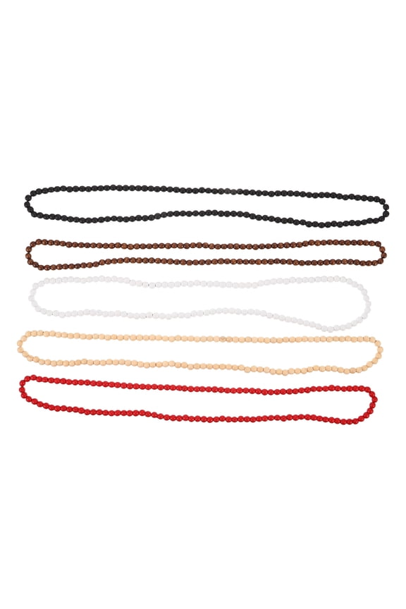 5pcs Natural 8mm Wood Beaded Necklaces - African Tribal Style Rustic Bead Neckwear for Men & Women, Fashion for Party & Daily Use