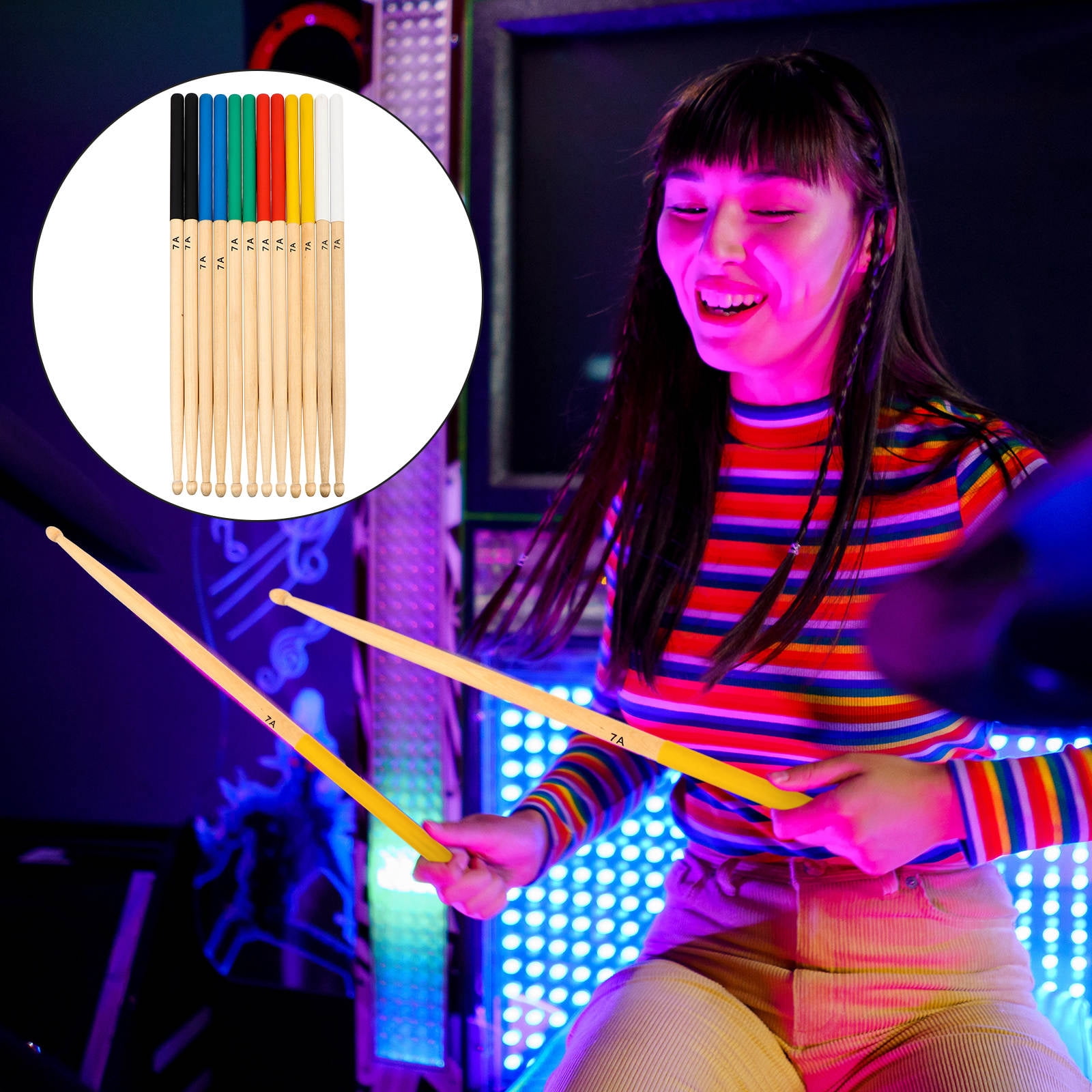 LOLIPPYY 6 Pairs Drumsticks for All Drum Sets, Perfect for Daily Practice, Performance, and Drum Kit Playing