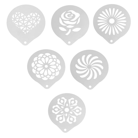 LOLIPPYY 6 Pcs Beach Latte Art Stencils Stainless Steel Baking Decoration Bakers
