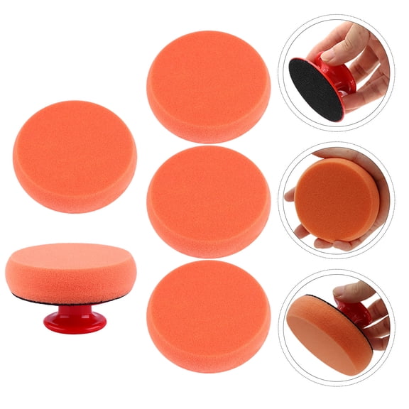LOLIPPYY 6 Pcs Hand Polishing Sponge Pads Orange For Vehicle Cleaning