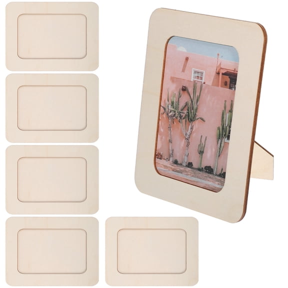 LOLIPPYY 6 Pcs Wooden Frame For Crafts Khaki Minimalist Design DIY Decoration For Home Owners