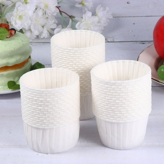 LOLIPPYY 60PCS Paper Baking Cups Simple Design Heat Resistant for Anniversary White