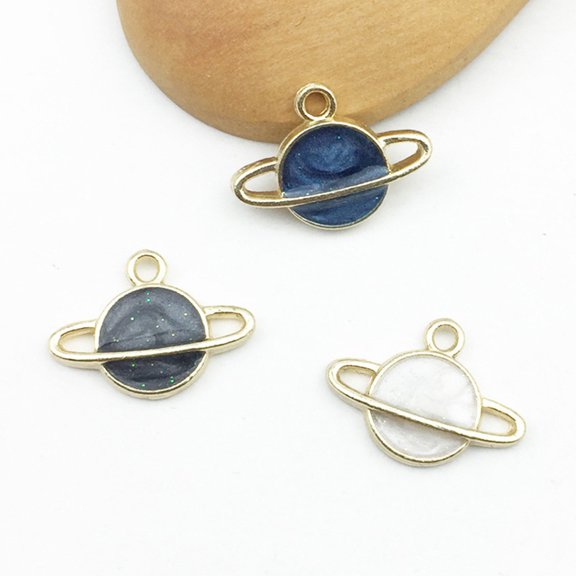 LOLIPPYY 60Pcs Alloy Enamel Planet Necklace Charms for Jewelry Making Accessories