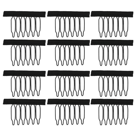 LOLIPPYY 60Pcs Black Steel Wig Clips Combs for Wig Caps DIY Making Repair and Secure Accessories