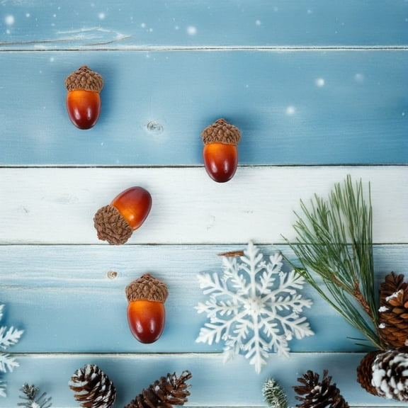 LOLIPPYY 60Pcs Decorative Acorns Brown Faux Nut Ornaments for Autumn Crafts and Table Centerpiece