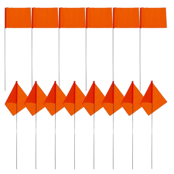 LOLIPPYY 60Pcs Orange Ground Marking Flags with Steel Wire for Property Boundary and Survey Use