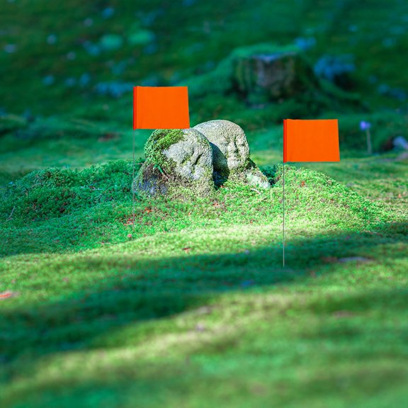 LOLIPPYY 60Pcs Orange Flag Markers with Steel Wire for Irrigation Landscape Survey and Construction Sites