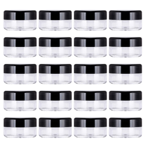 LOLIPPYY 60-Pack Black Plastic Lotion Jars with Leak-Proof Sealed Lids for Travel, Cosmetic Cream, Skincare Storage Containers