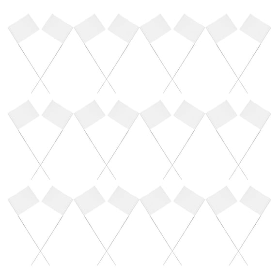 LOLIPPYY 60Pcs White Landscape Yard Flags with Wire Stakes for Quick Installation Sprinkler and Survey Marks