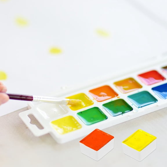 LOLIPPYY 60Pcs White Plastic Empty Watercolor Half Pans Paint Holder Tray for Painting and Travel