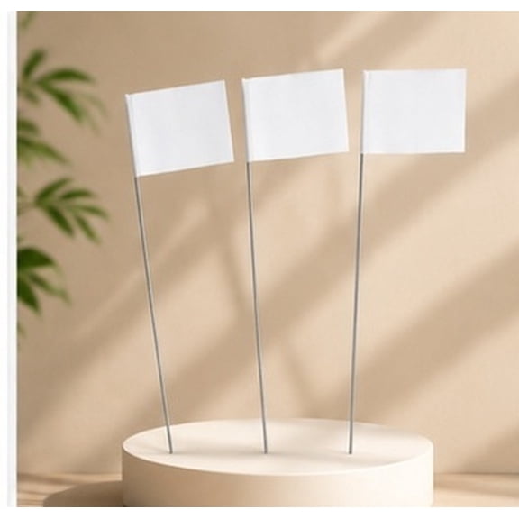 LOLIPPYY 60 Pcs White Yard Utility Marking Flags, Lightweight Steel Wire Stake Markers for Lawn, Garden, Irrigation & Landscape