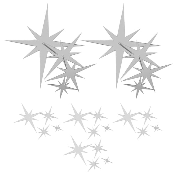 LOLIPPYY 61Pc Silver Acrylic Star Wall Mirror Stickers Easy Install Self Adhesive Decor