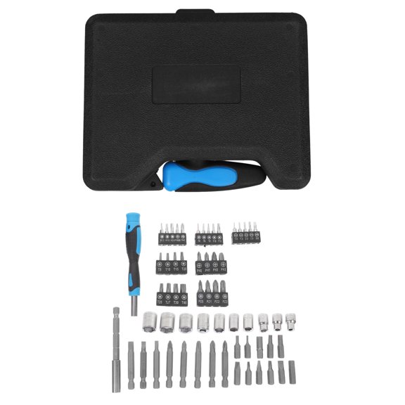 LOLIPPYY 63Pcs Multi Function Ratcheting Screwdriver Bit Socket Set with Steel Bits for Precise Home Repair Tasks