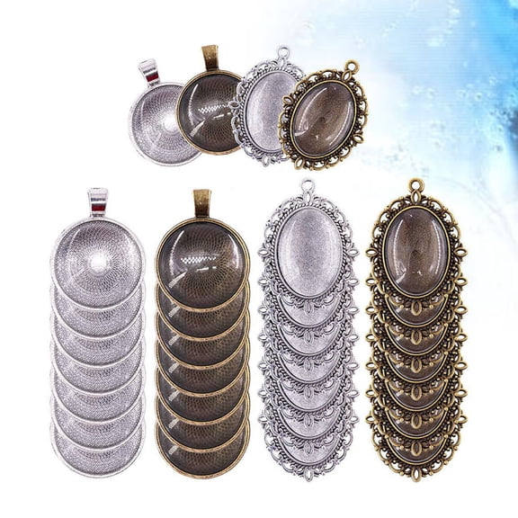 LOLIPPYY 64pcs Keychains Pendant in Antique Silver for Jewelry Makers and Cosplay Costumes