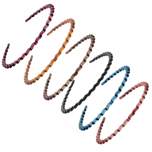 LOLIPPYY 6-Pack Resin Wave Headbands Assorted Colors Hair Hoops 15x12.7cm Stylish Daily Wear for Women