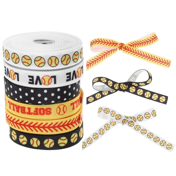 LOLIPPYY 6-Pack Assorted Color Team Ribbons for Basketball Softball Party Decorations, Polyester Craft Supplies for Events