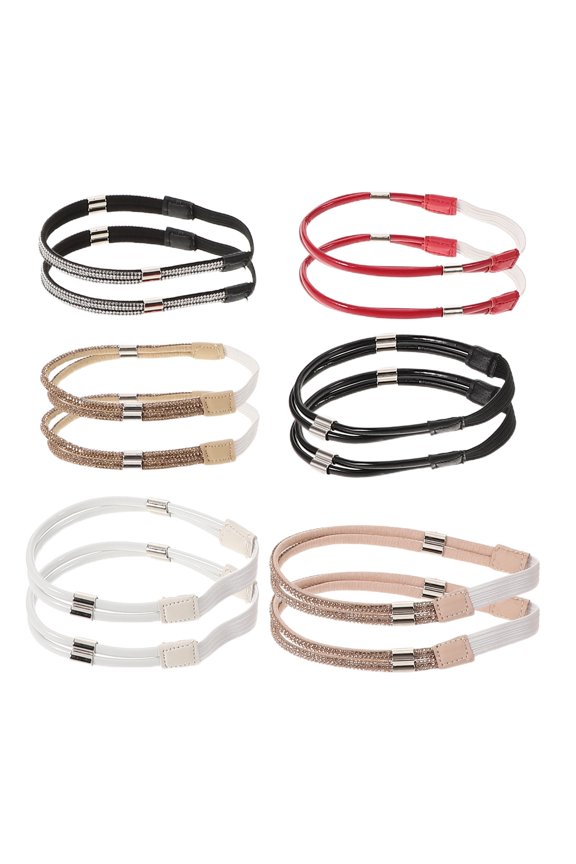 6Pairs Rhinestone Decorative High Heel Shoe Straps Detachable Elastic Shoe Belts for Parties