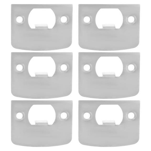 LOLIPPYY 6Pcs Adjustable Deadbolt Strike Plate Plated Silver Steel Door Plate Compatible with Screen and Sliding Doors