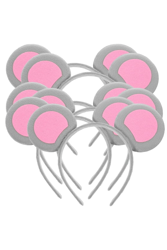 6Pcs Adult Accessory with Grey Fabric Mouse Ears Hairbands for Festivals Events
