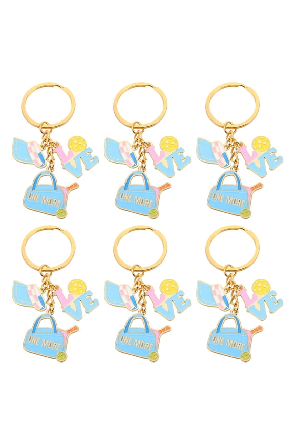 6Pcs Alloy Pickleball Keychain Set Lightweight Sports Accessories for Key Hanging and Backpack Charm