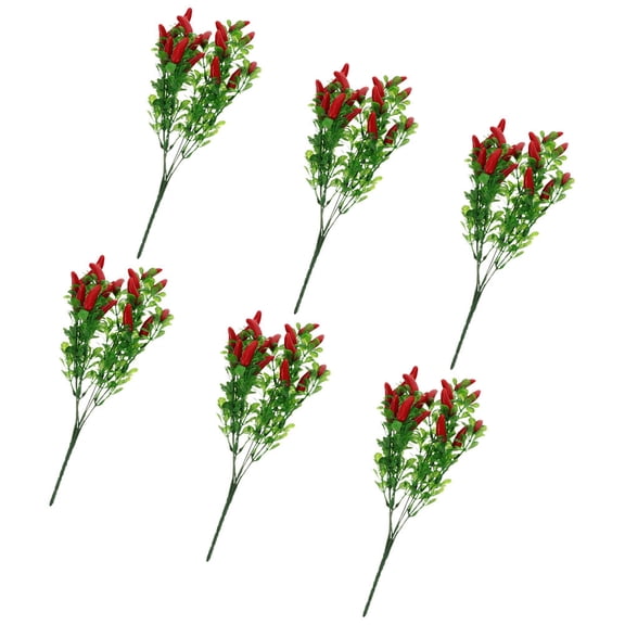 LOLIPPYY 6Pcs Artificial Pepper Stems Green Faux Vegetable Branches for Table Centerpiece Decoration