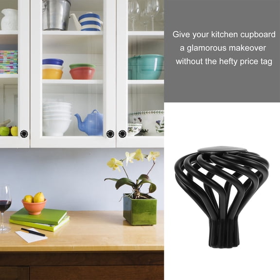 LOLIPPYY 6Pcs Black Metal Birdcage Door Knobs for Cabinet Wardrobe Furniture Handles