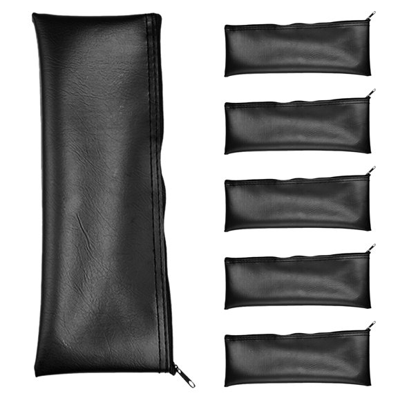LOLIPPYY 6Pcs Black Microphone Protective Pouch Lightweight PU Carry Case with Smooth Zipper and Dust Resistance