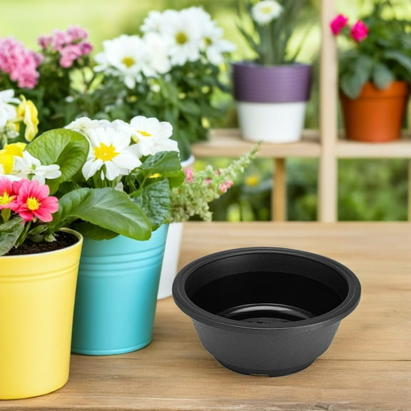 LOLIPPYY 6Pcs Black Plastic Planter Pots Sturdy Flower Containers for Home Or Shop