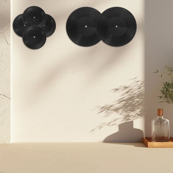 LOLIPPYY 6Pcs Black Plastic Vinyl Record Wall Decorations Vintage Record Art for Home Interior Decor