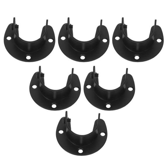 LOLIPPYY 6Pcs Black U Shaped Closet Rod Flange Brackets for Wardrobe and Curtain