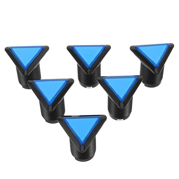 LOLIPPYY 6Pcs Blue Triangular Illuminated Arcade Button with Momentary Self Resetting Switch