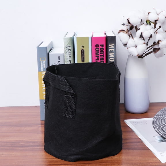 LOLIPPYY 6Pcs Breathable Non Woven Fabric Root Grow Bag for Plants Flowers Black