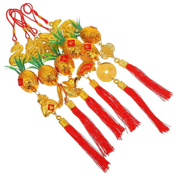 LOLIPPYY 6Pcs Chinese New Year Pendant Assorted Color Plastic Tassel Shape for Festival Atmosphere
