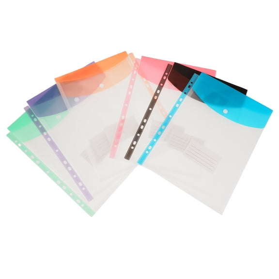 LOLIPPYY 6Pcs Clear Expandable Binder Pockets with 11 Holes and Label Slot for Document Organization