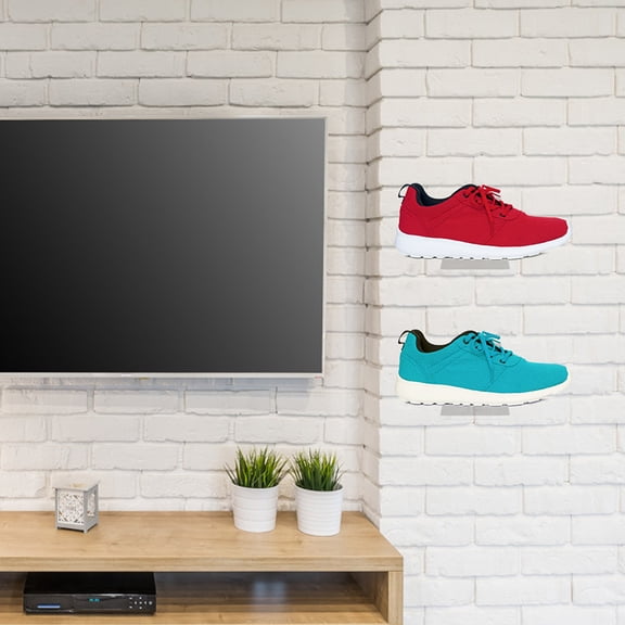 LOLIPPYY 6Pcs Clear Floating Shoe Shelves Acrylic Wall Rack for Basketball Shoe Display