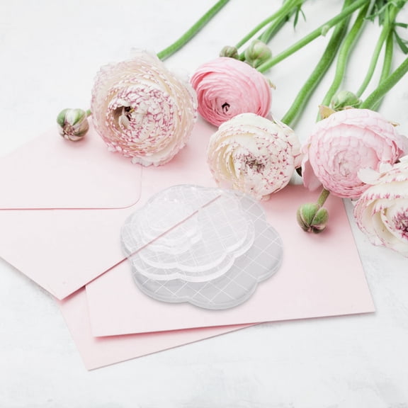 LOLIPPYY 6-Pack Clear Stamping Blocks with Grid for Accurate Floral Rubber Stamp Placement and Scrapbooking Craft Decoration