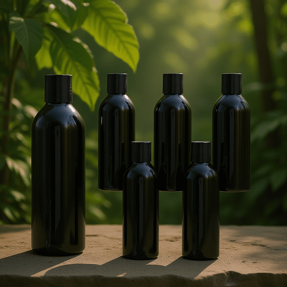 LOLIPPYY 6Pcs Compact Black Travel Bottles Refillable Lotion and Shampoo Containers Portable