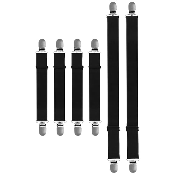 LOLIPPYY 6Pcs Adjustable Tablecloth Clips with Hidden Strap Elastic Fasteners for Secure Tablecloth Holding Black