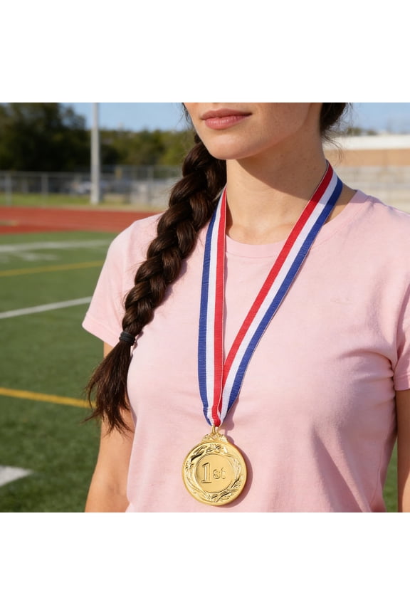 6Pcs Competition Award Medals with Neck Ribbon for Soccer Volleyball Karate Tournaments