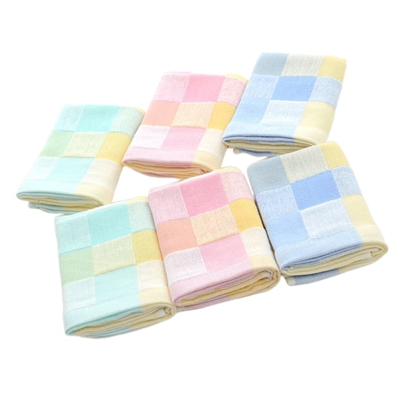 LOLIPPYY Wash Cloth Kid Cotton Pink Plaid Towel for Children Gauze Towel 6pcs