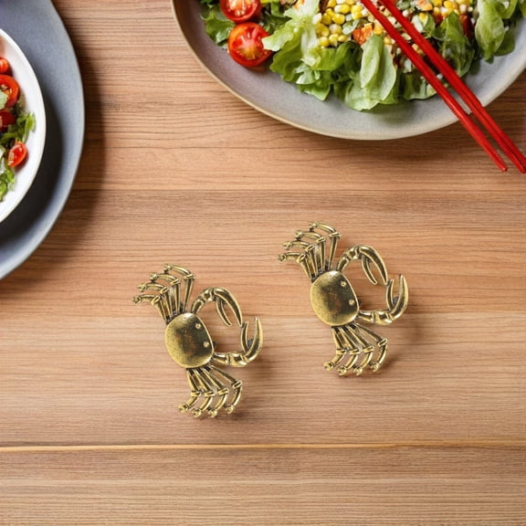 LOLIPPYY 6Pcs Crab Napkin Rings Set Gold Metal Napkin Holders for Ocean Themed Beach Table Decor