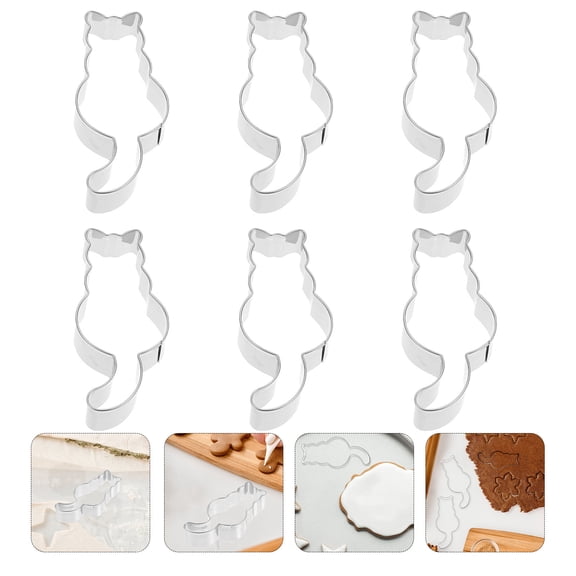 LOLIPPYY 6Pcs Creative Cookie Mold Set Cat Shaped Baking Tools for Family Gatherings