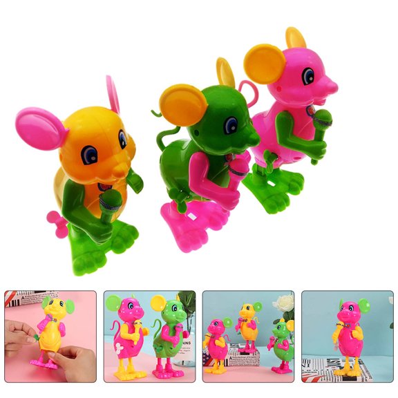 LOLIPPYY 6Pcs Creative Wind Up Microphone Mouse Plaything Assorted Colors Durable ABS