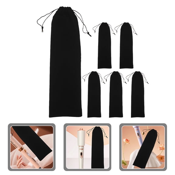 LOLIPPYY 6-Piece Curling Storage Bag Set Black Hair Tool Protector for Family Use