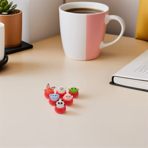 LOLIPPYY Set of 6 Cute Animal Resin Figurines for Feng Shui Decor, Perfect for Office Desk, Car Dashboard, or Home Display