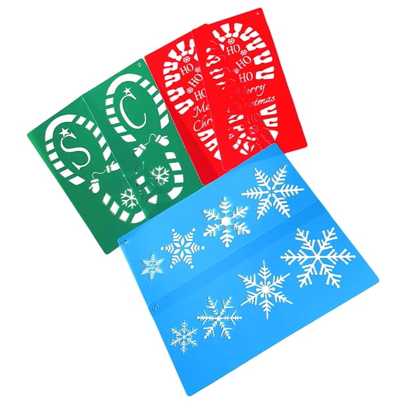 LOLIPPYY 6-Pack Christmas Drawing Stencils Assorted Colors for Painting and Decorative Crafts