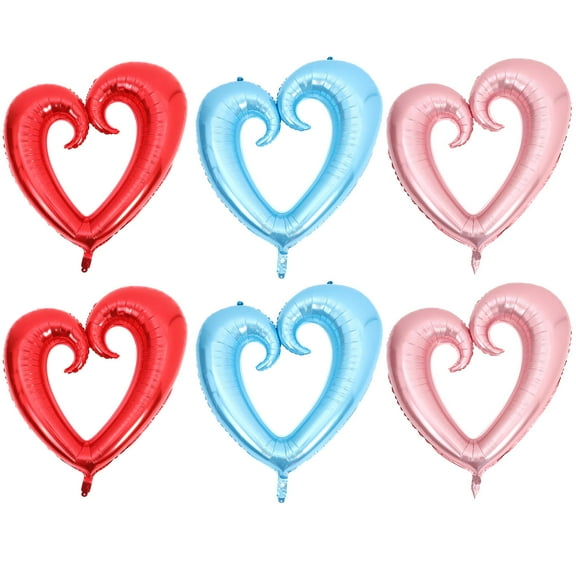 LOLIPPYY 6-Pack Heart Shaped Helium Balloons for Wedding Decorations and Photo Props, Easy to Inflate Party Supplies