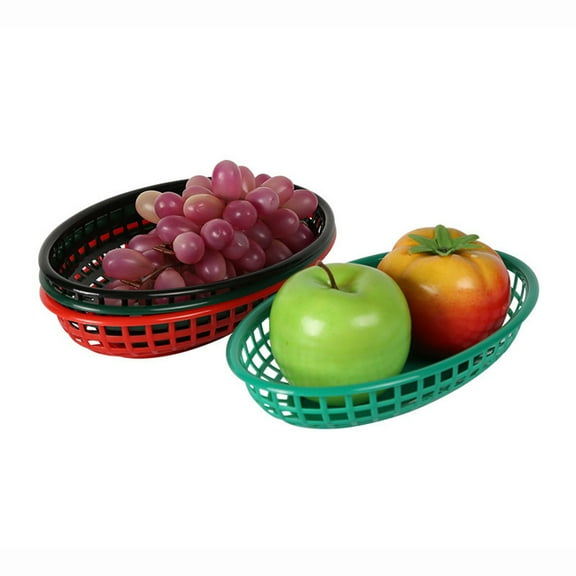 LOLIPPYY 6-Pack Ellipse Shape Bread Basket Plastic Food Storage Container for Kitchen and Home Use